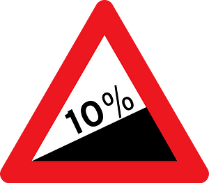 Steep ascent sign in Denmark