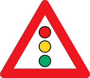 Traffic signals ahead sign in Denmark