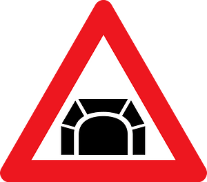 Tunnel ahead sign in Denmark