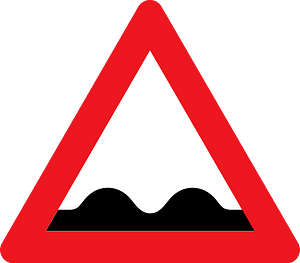 Uneven road ahead sign in Denmark