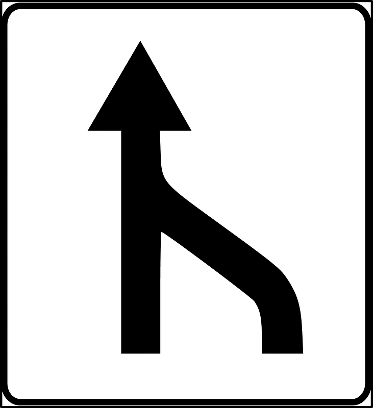 Lane ends sign in Estonia