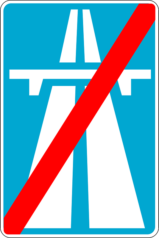 Motorway ends sign in Estonia