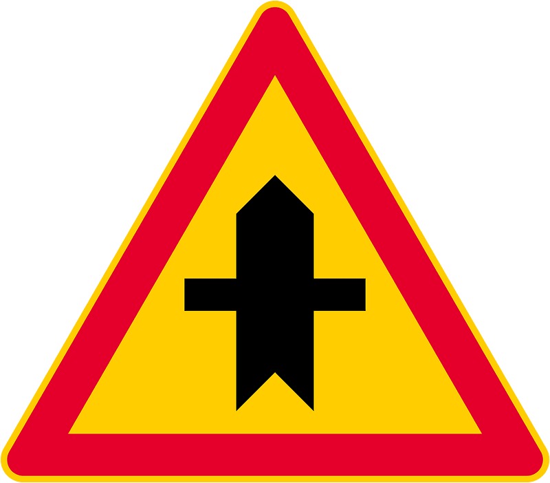 Crossroads with a minor road sign in Finland