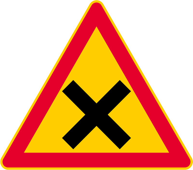 Crossroads with priority to the right sign in Finland
