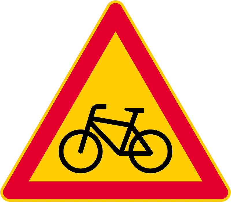 Cyclists ahead sign in Finland
