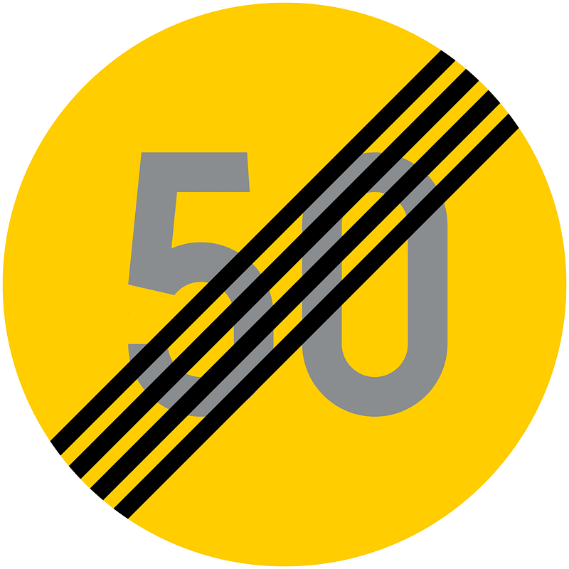 End of maximum speed limit sign in Finland