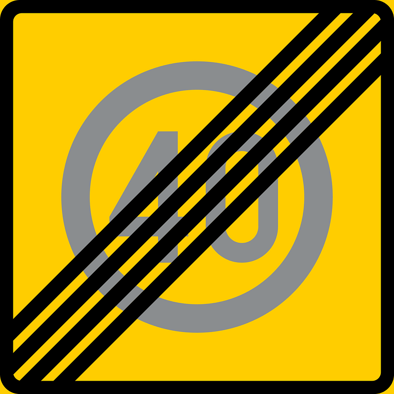 End of speed limit zone sign in Finland