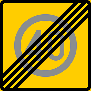 End of speed limit zone sign in Finland