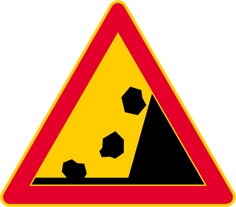Falling rocks or debris sign in Finland