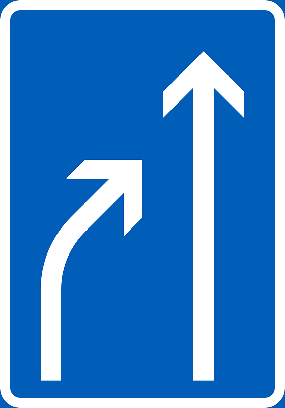 Lane ends sign in Finland