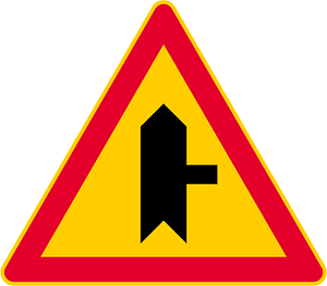 Junction with a minor road sign in Finland