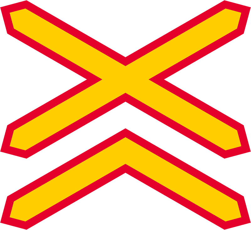 Level crossing (multiple tracks) sign in Finland