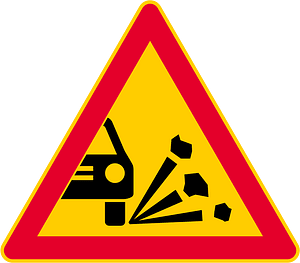 Loose road surface sign in Finland