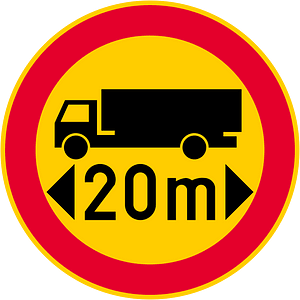 Maximum vehicle length sign in Finland