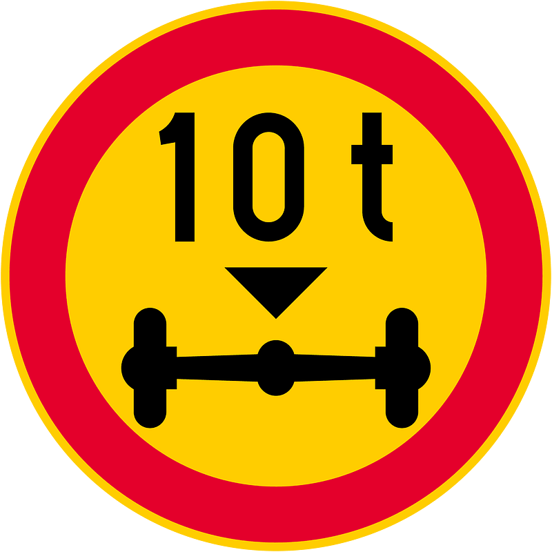 Maximum weight per axle sign in Finland