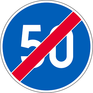 Minimum speed limit ends sign in Finland