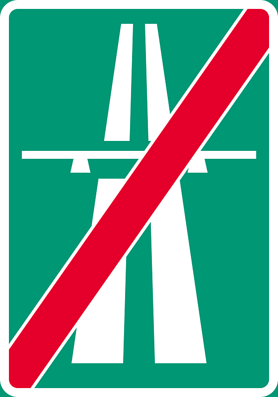 Motorway ends sign in Finland