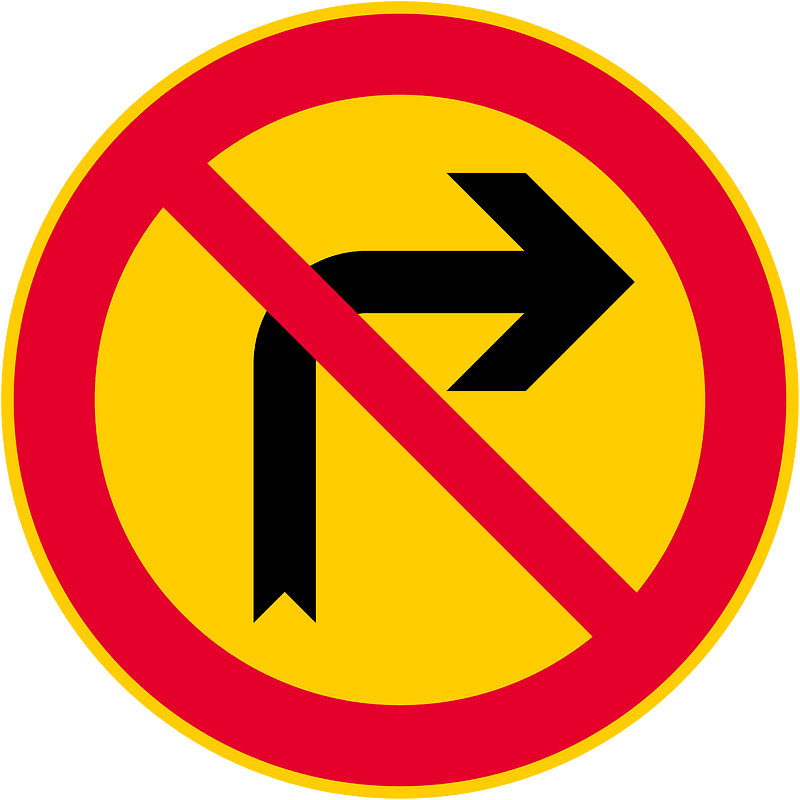 No right turn sign in Finland