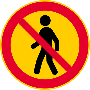 No pedestrians sign in Finland