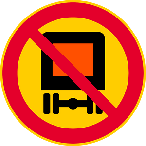 No vehicles carrying dangerous goods sign in Finland