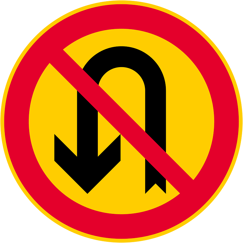 No U-turns sign in Finland