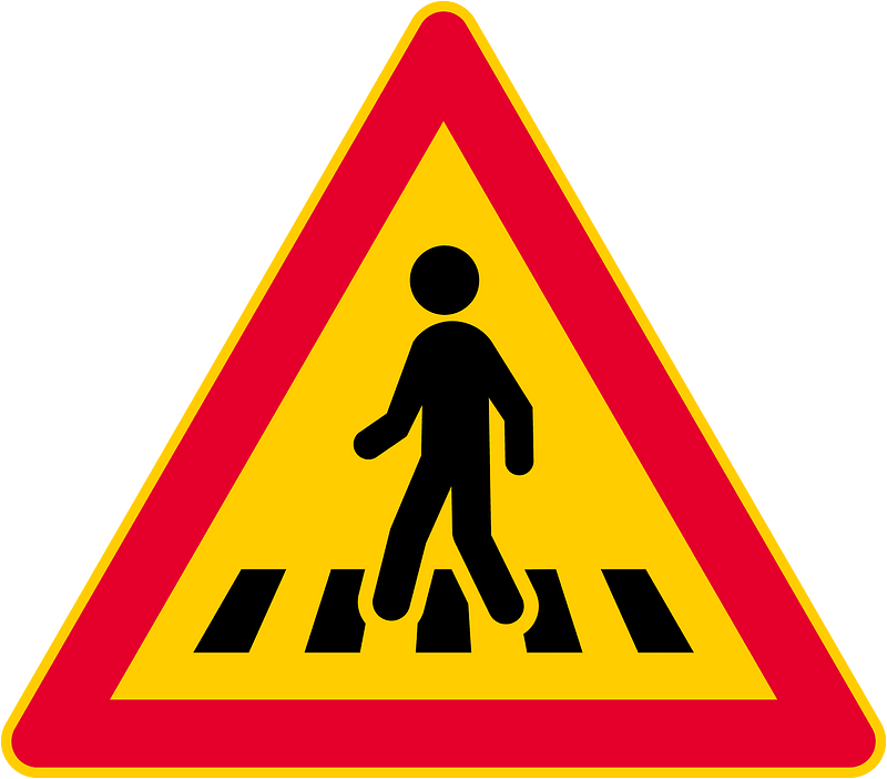 Pedestrian crossing ahead sign in Finland