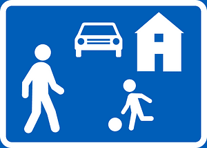 Residential area / living street sign in Finland