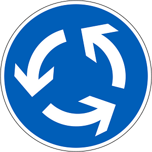 Roundabout sign in Finland