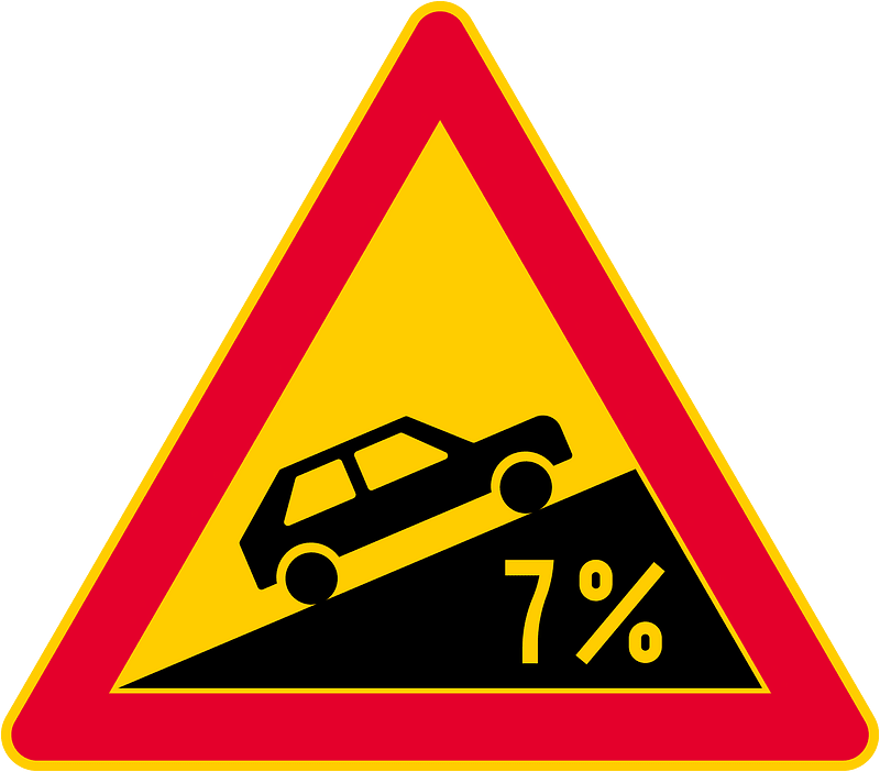 Steep ascent sign in Finland