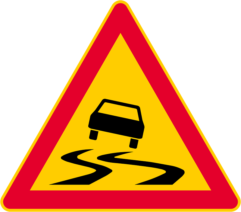 Slippery road surface sign in Finland