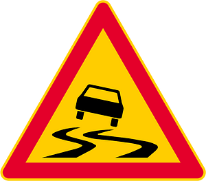 Slippery road surface sign in Finland