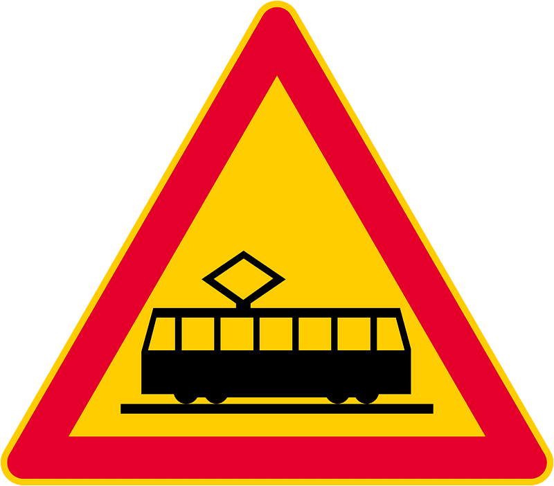 Tram crossing sign in Finland