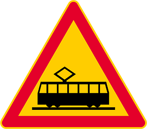 Tram crossing sign in Finland