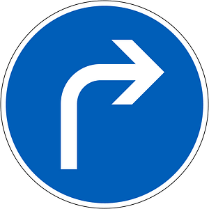 Turn right ahead only sign in Finland