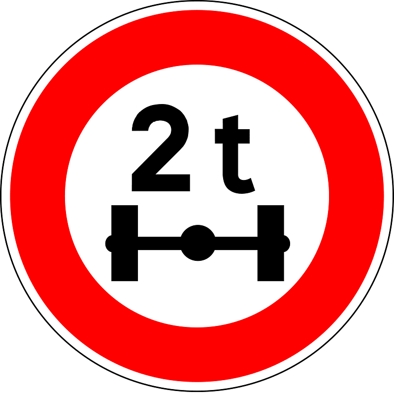 Maximum weight per axle sign in France