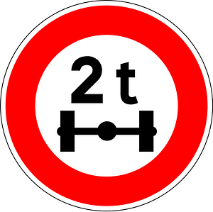 Maximum weight per axle sign in France