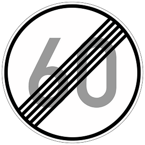 End of maximum speed limit sign in Germany