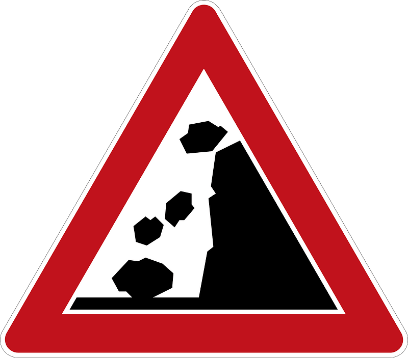 Falling rocks or debris sign in Germany