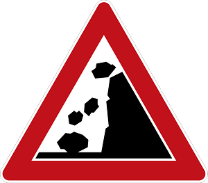 Falling rocks or debris sign in Germany
