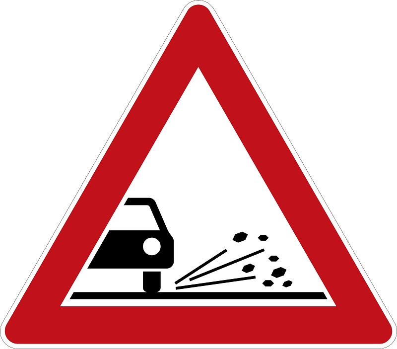 Loose road surface sign in Germany