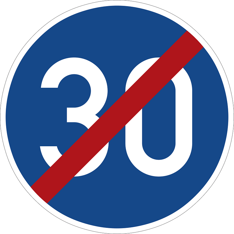 Minimum speed limit ends sign in Germany