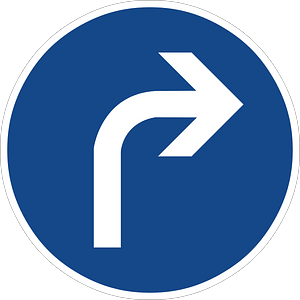 Turn right ahead only sign in Germany
