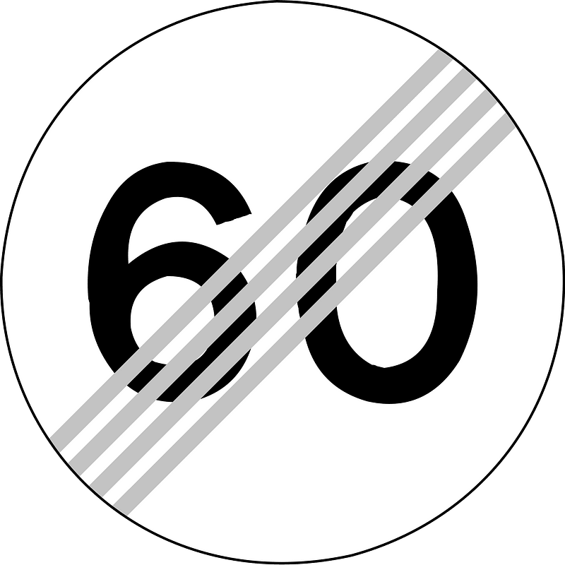 End of maximum speed limit sign in Greece