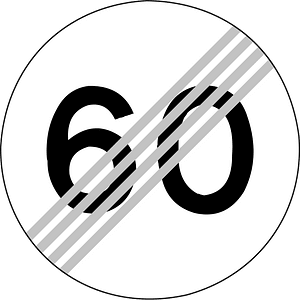End of maximum speed limit sign in Greece