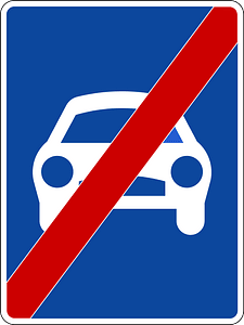 Expressway ends sign in Greece