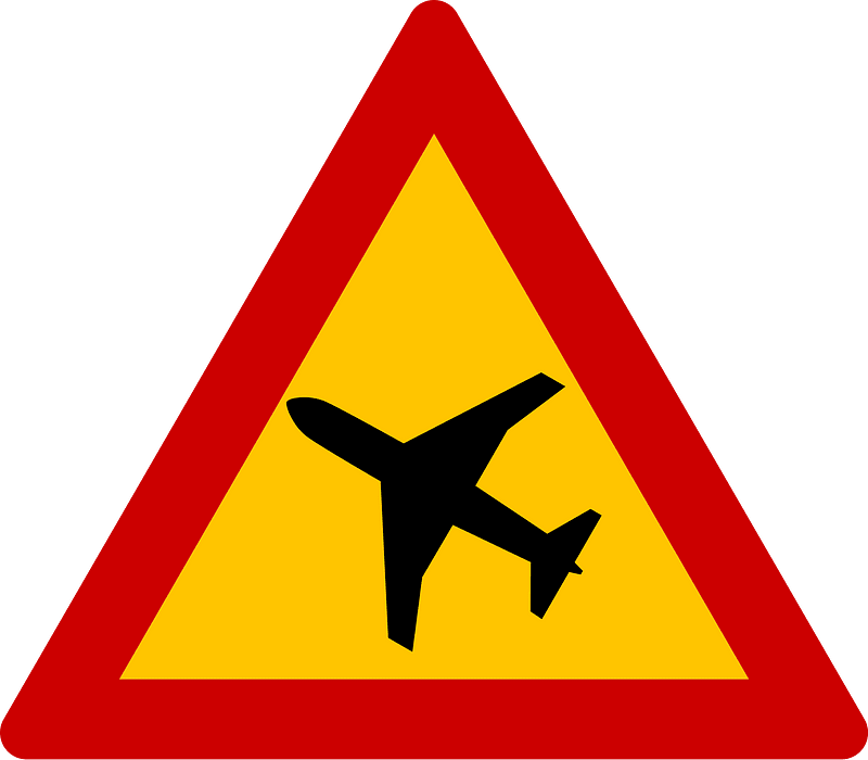 Low-flying aircraft sign in Greece