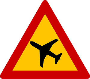 Low-flying aircraft sign in Greece