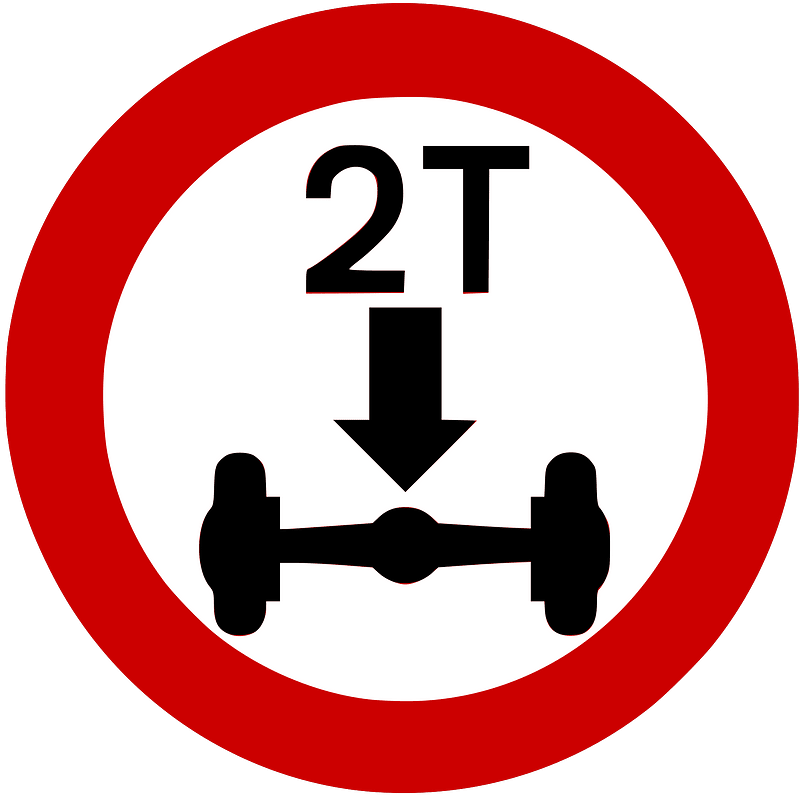 Maximum weight per axle sign in Greece