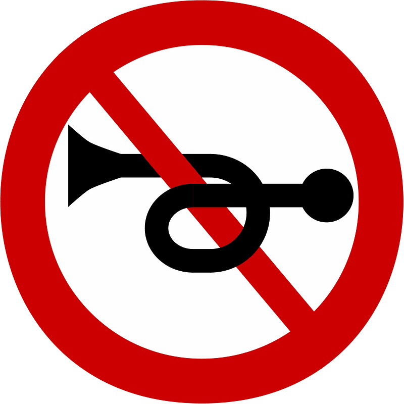 No horns or excessive motor noise sign in Greece