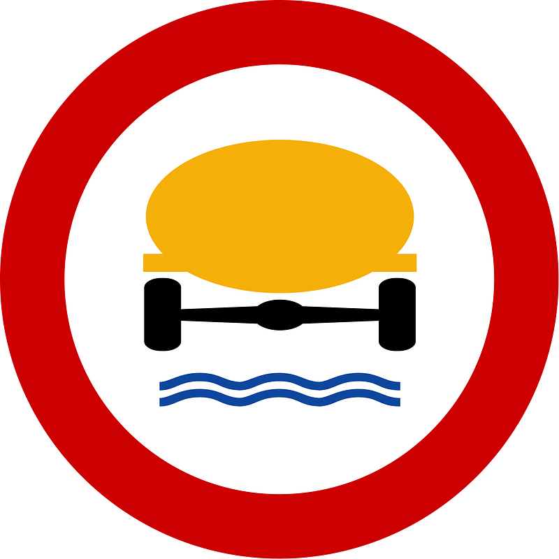 No vehicles carrying dangerous water pollutants sign in Greece